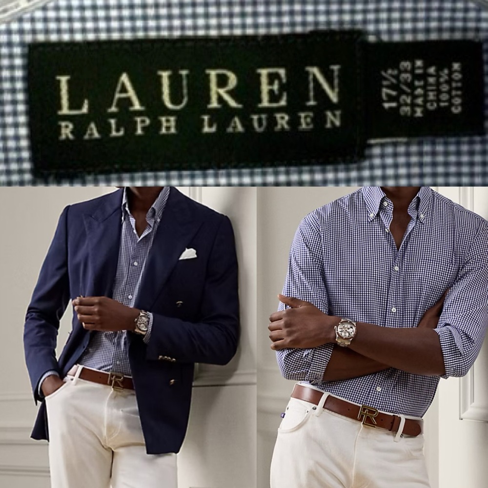 Lauren Ralph Lauren Classic Fit button collar gingham Shirt XL 17.5